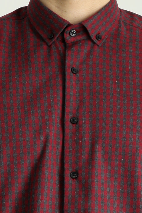 Light Burgundy Long Sleeve Regular Fit Lumberjack Plaid Cotton Easy-Iron Button-Down Shirt