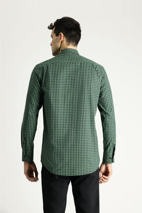Dark Green Long Sleeve Regular Fit Lumberjack Plaid Cotton Easy-Iron Button-Down Shirt