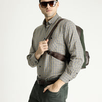 Medium Beige Long Sleeve Regular Fit Lumberjack Plaid Cotton Easy-Iron Shirt