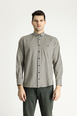  Orta Bej Uzun Kol Regular Fit Oduncu Ekose Pamuklu Kolay Ütülenebilir Gömlek