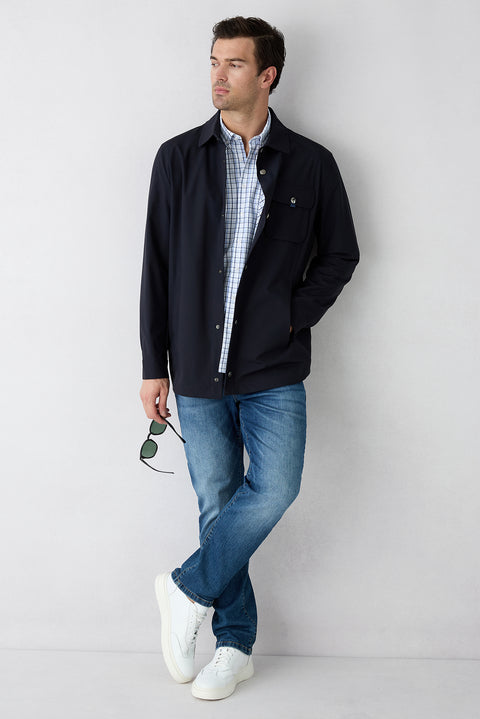 Light Blue Long Sleeve Regular Fit Button-Down Collar Easy Iron Plaid Shirt