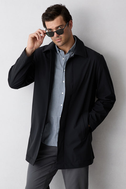 Dark Navy Long Sleeve Regular Fit Button-Down Collar Easy Iron Plaid Shirt