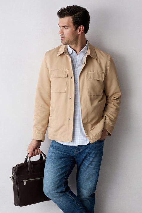 Pale Blue Long Sleeve Regular Fit Button-Down Collar Cotton Easy Iron Plaid Shirt