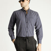 Mustard Long Sleeve Regular Fit Button-Down Collar Cotton Easy Iron Plaid Shirt