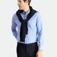 Aviator Blue Long Sleeve Slim Fit Narrow Cut Lumberjack Sport Cotton Button-Down Collar Shirt