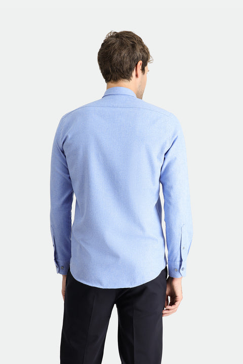 Aviator Blue Long Sleeve Slim Fit Narrow Cut Lumberjack Sport Cotton Button-Down Collar Shirt
