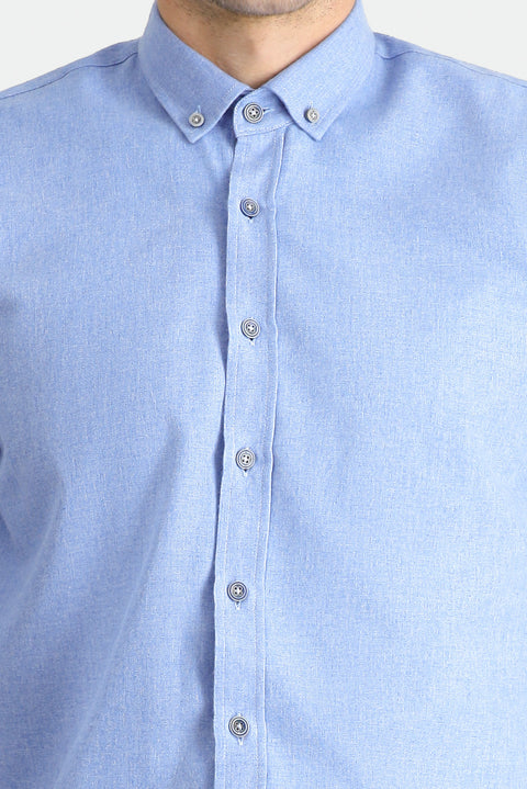 Aviator Blue Long Sleeve Slim Fit Narrow Cut Lumberjack Sport Cotton Button-Down Collar Shirt