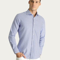 Dark Blue Long Sleeve Slim Fit Patterned Cotton Shirt