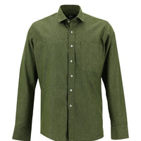 Light Khaki Long Sleeve Slim Fit Narrow Cut Denim Cotton Shirt