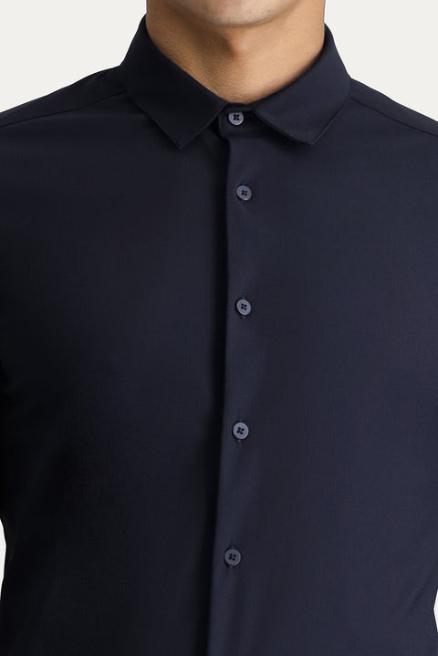 Koyu Lacivert Techno-Line Uzun Kol Slim Fit Dar Kesim Gömlek