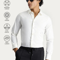 White Techno-Line Long Sleeve Slim Fit Shirt