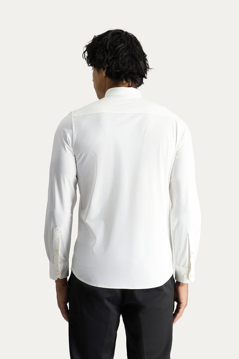 White Techno-Line Long Sleeve Slim Fit Shirt