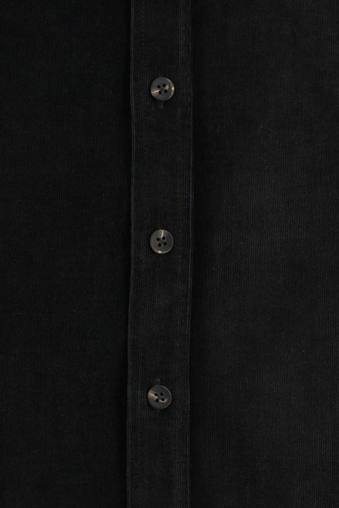 Medium Anthracite Long Sleeve Slim Fit Narrow Cut Cotton Button-Down Collar Velvet Shirt