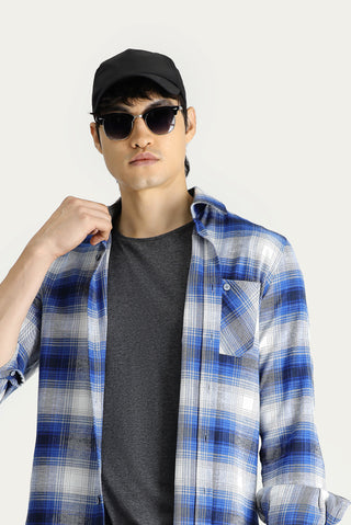  İndigo Uzun Kol Slim Fit Dar Kesim Ekose Oduncu Pamuk Gömlek