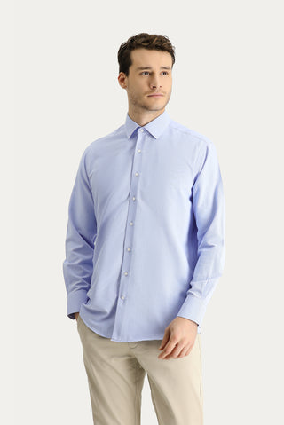  Mavi Uzun Kol Regular Fit Oxford Pamuklu Gömlek