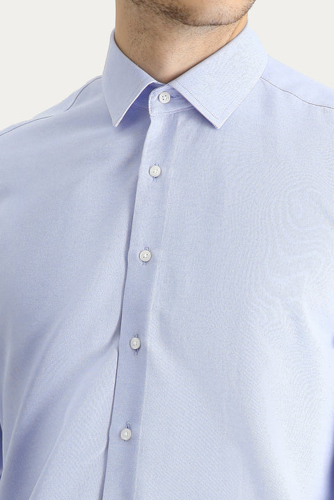 Blue Long Sleeve Regular Fit Oxford Cotton Shirt