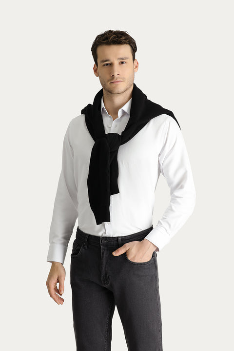 Beyaz Uzun Kol Regular Fit Oxford Pamuklu Gömlek