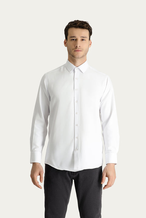 Beyaz Uzun Kol Regular Fit Oxford Pamuklu Gömlek