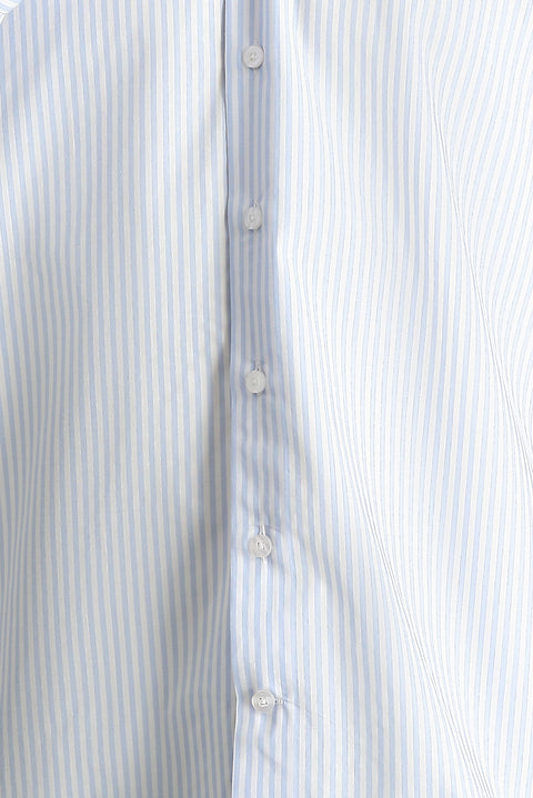Light Blue Long Sleeve Classic Striped Cotton Shirt