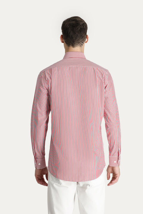 Flag Red Long Sleeve Classic Striped Cotton Shirt