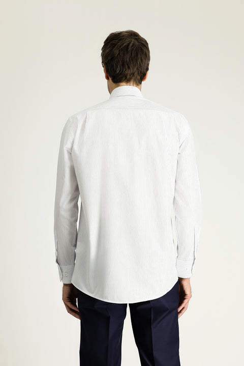 Light Blue Long-Sleeve Classic Striped Cotton Shirt