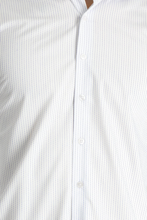 Blue Long-Sleeve Classic Striped Cotton Shirt