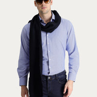 Blue Long Sleeve Regular Fit Striped Cotton Shirt