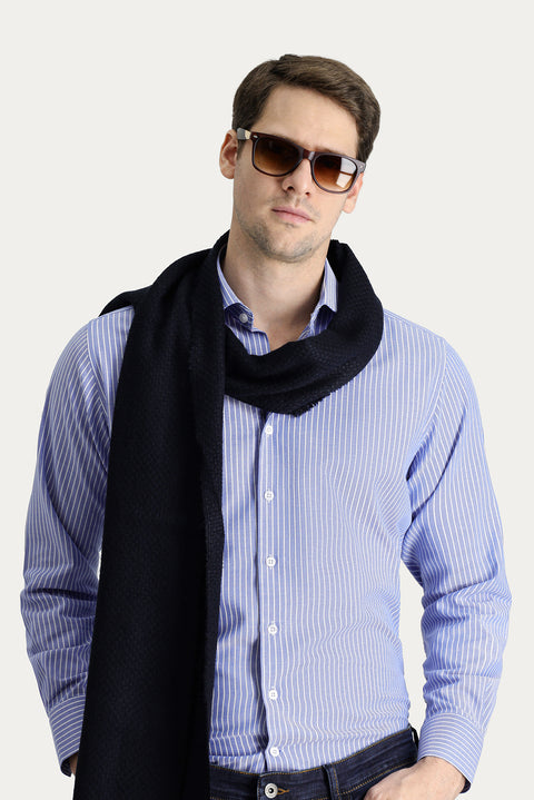 Blue Long Sleeve Regular Fit Striped Cotton Shirt
