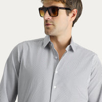 Dark Navy Long Sleeve Regular Fit Striped Cotton Easy-Iron Shirt