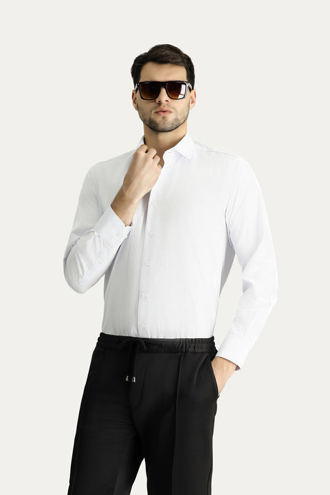 Light Blue Long Sleeve Classic Striped Cotton Easy-Iron Shirt
