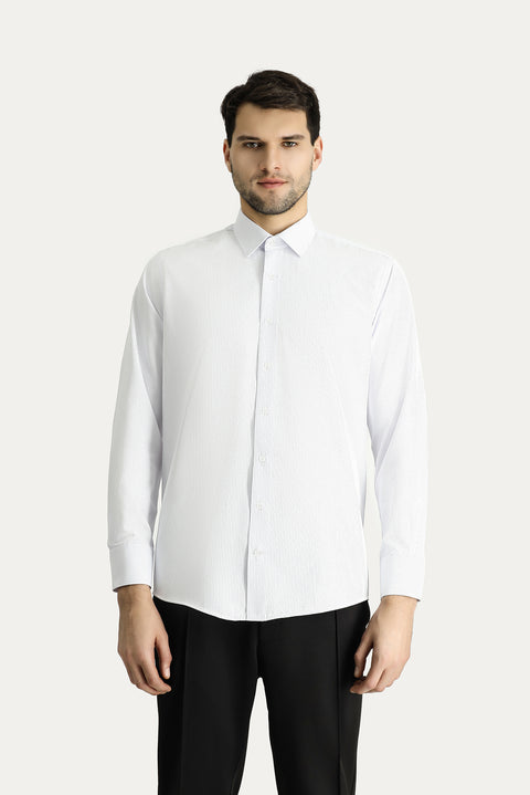 Light Blue Long Sleeve Classic Striped Cotton Easy-Iron Shirt