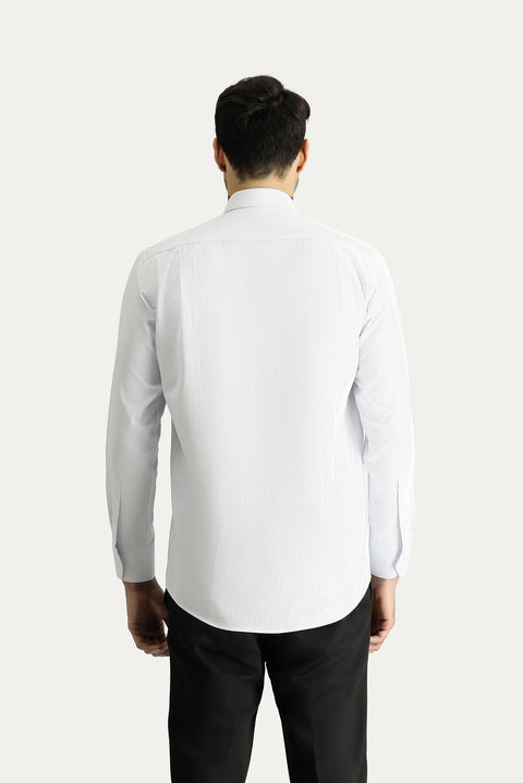 Light Blue Long Sleeve Classic Striped Cotton Easy-Iron Shirt