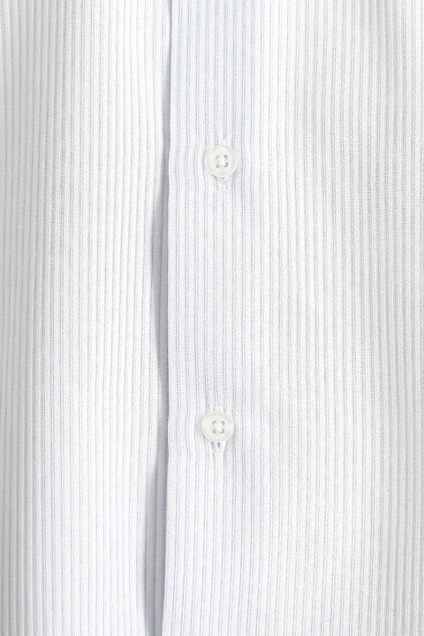 Light Blue Long Sleeve Classic Striped Cotton Easy-Iron Shirt