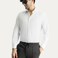 Dark Blue Long Sleeve Classic Striped Cotton Easy-Iron Shirt