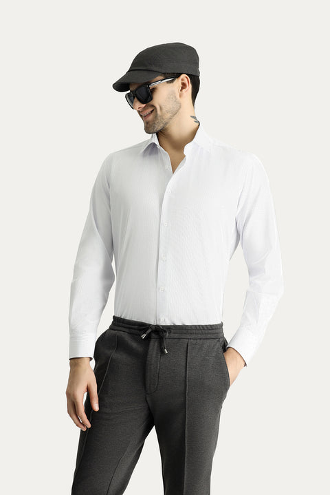 Dark Blue Long Sleeve Classic Striped Cotton Easy-Iron Shirt