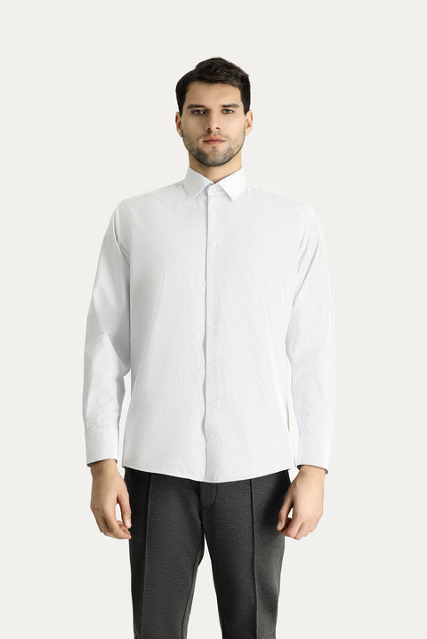 Dark Blue Long Sleeve Classic Striped Cotton Easy-Iron Shirt