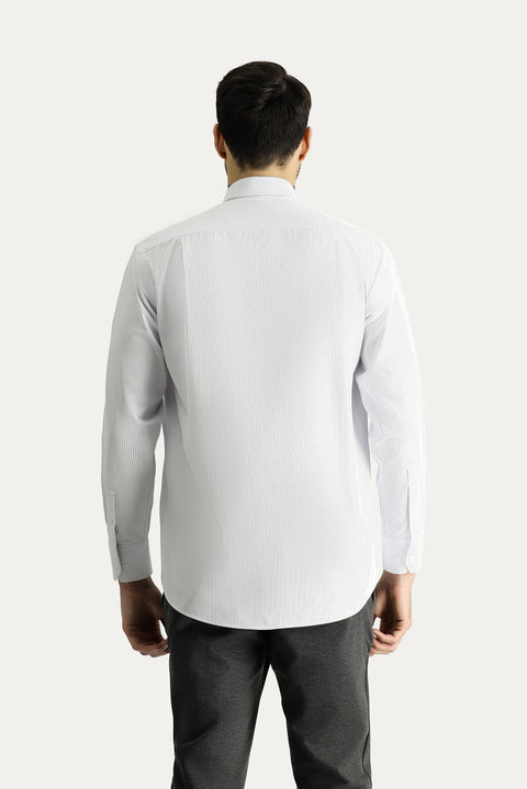 Dark Blue Long Sleeve Classic Striped Cotton Easy-Iron Shirt
