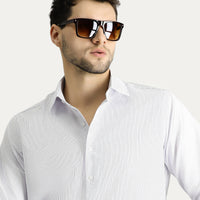 Dark Blue Long Sleeve Classic Striped Cotton Easy-Iron Shirt
