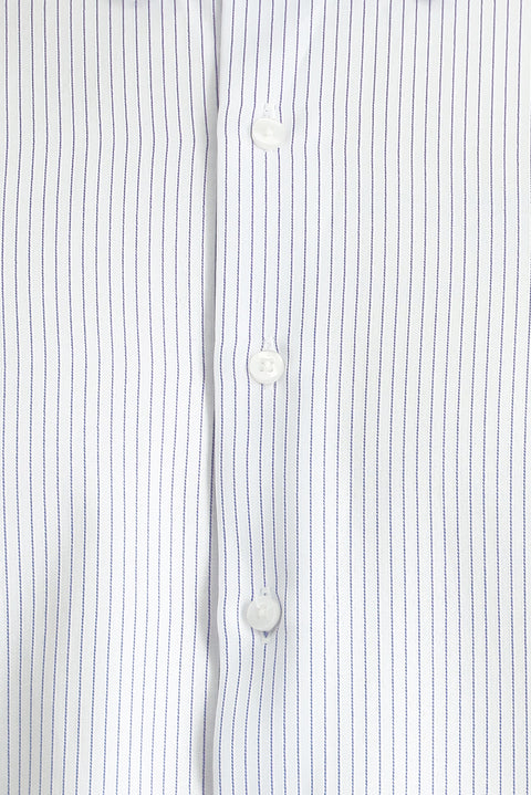 Dark Blue Long Sleeve Classic Striped Cotton Easy-Iron Shirt