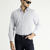 Dark Blue Long Sleeve Classic Striped Cotton Easy-Iron Shirt