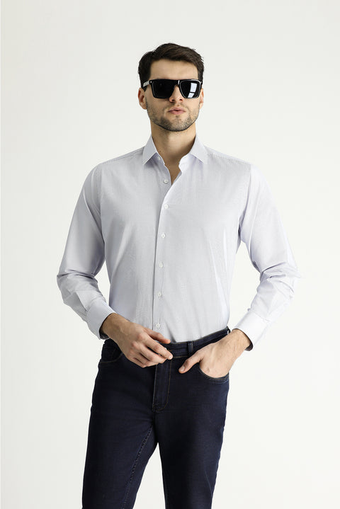 Dark Blue Long Sleeve Classic Striped Cotton Easy-Iron Shirt