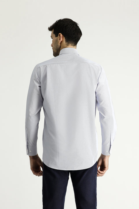 Dark Blue Long Sleeve Classic Striped Cotton Easy-Iron Shirt