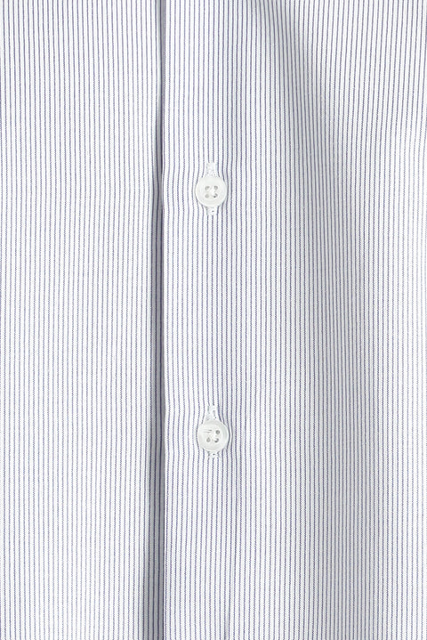 Dark Blue Long Sleeve Classic Striped Cotton Easy-Iron Shirt
