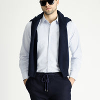 Light Blue Long Sleeve Classic Striped Cotton Easy-Iron Shirt