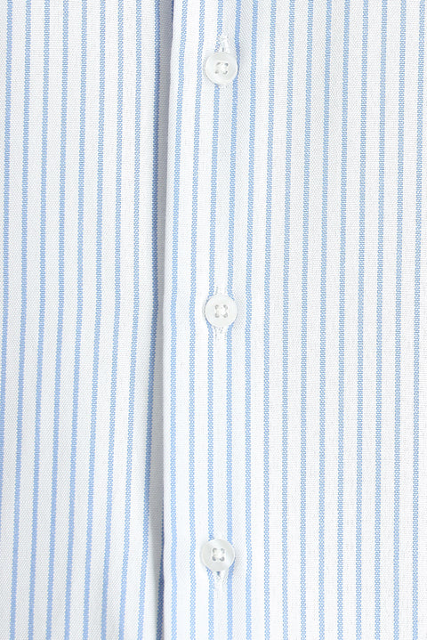 Light Blue Long Sleeve Classic Striped Cotton Easy-Iron Shirt