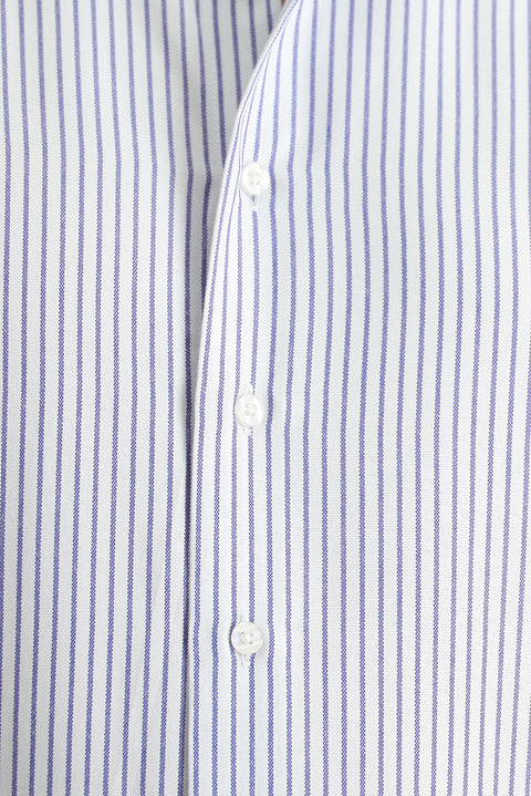 Dark Blue Long Sleeve Classic Striped Cotton Easy-Iron Shirt