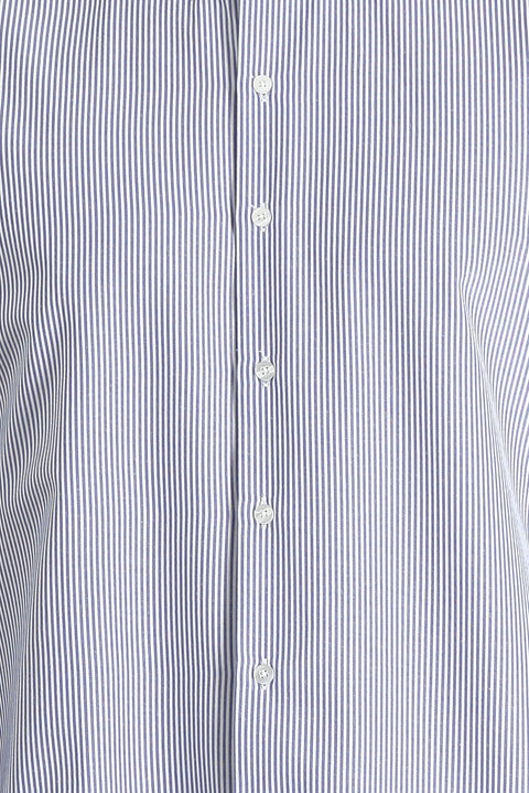 Dark Blue Long Sleeve Regular Fit Striped Cotton Easy-Iron Shirt