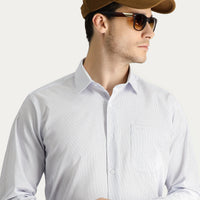 White Long Sleeve Classic Striped Non-Iron Cotton Shirt