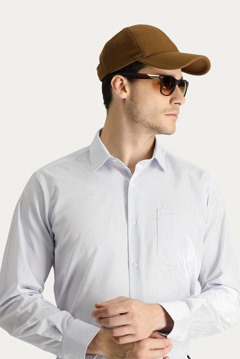 White Long Sleeve Classic Striped Non-Iron Cotton Shirt