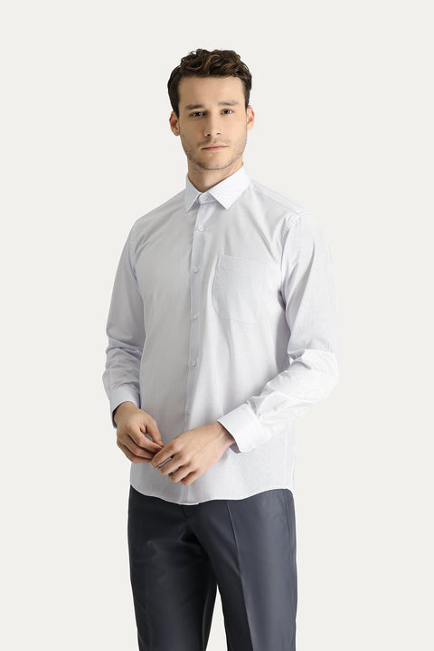 White Long Sleeve Classic Striped Non-Iron Cotton Shirt